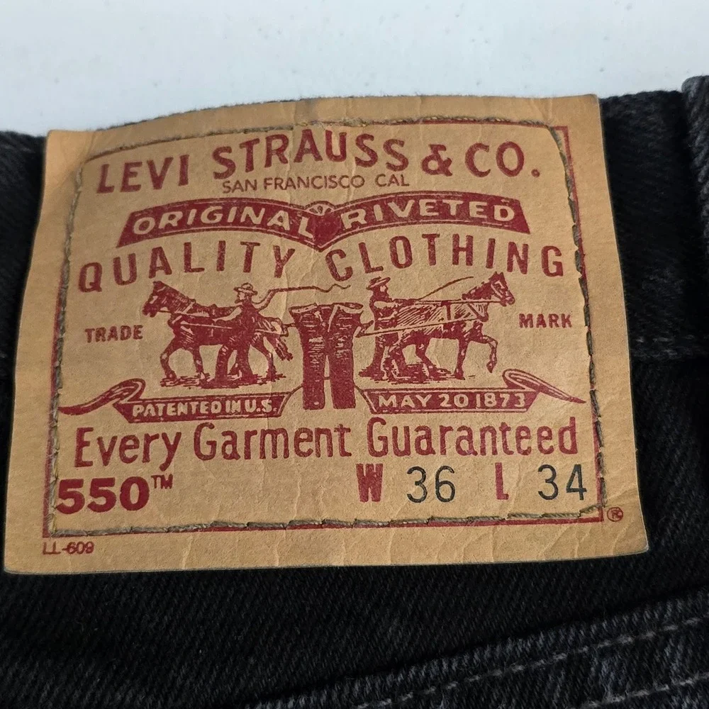 Levi's 550 Relaxed Fit Jeans Black‎ Wash Denim Mens W36 L34